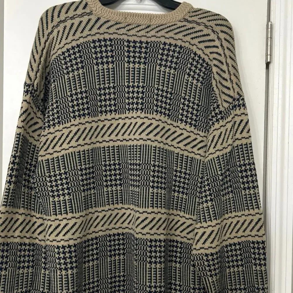 Vintage La Mode Pebble Beach Intarsia Sweater XL 90s Golf Coastal Grandpa Cotton
